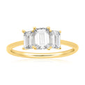HUSH 9ct Yellow Gold with Emerald Cut 1 CARAT tw Diamond Simulant Ring