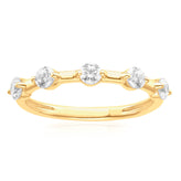 HUSH 9ct Yellow Gold Round Brilliant Cut 0.50 Carat tw of Diamond Simulants Ring