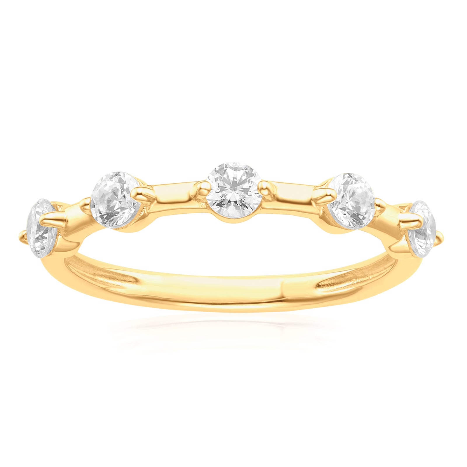 HUSH 9ct Yellow Gold Round Brilliant Cut 0.50 Carat tw of Diamond Simulants Ring
