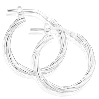 Sterling Silver 15x2mm Twist Hoop Earrings