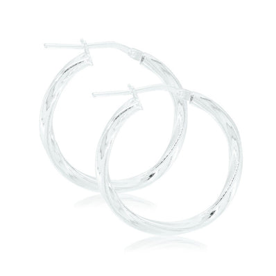 Sterling Silver 20x2.5mm Round Twist Hoops