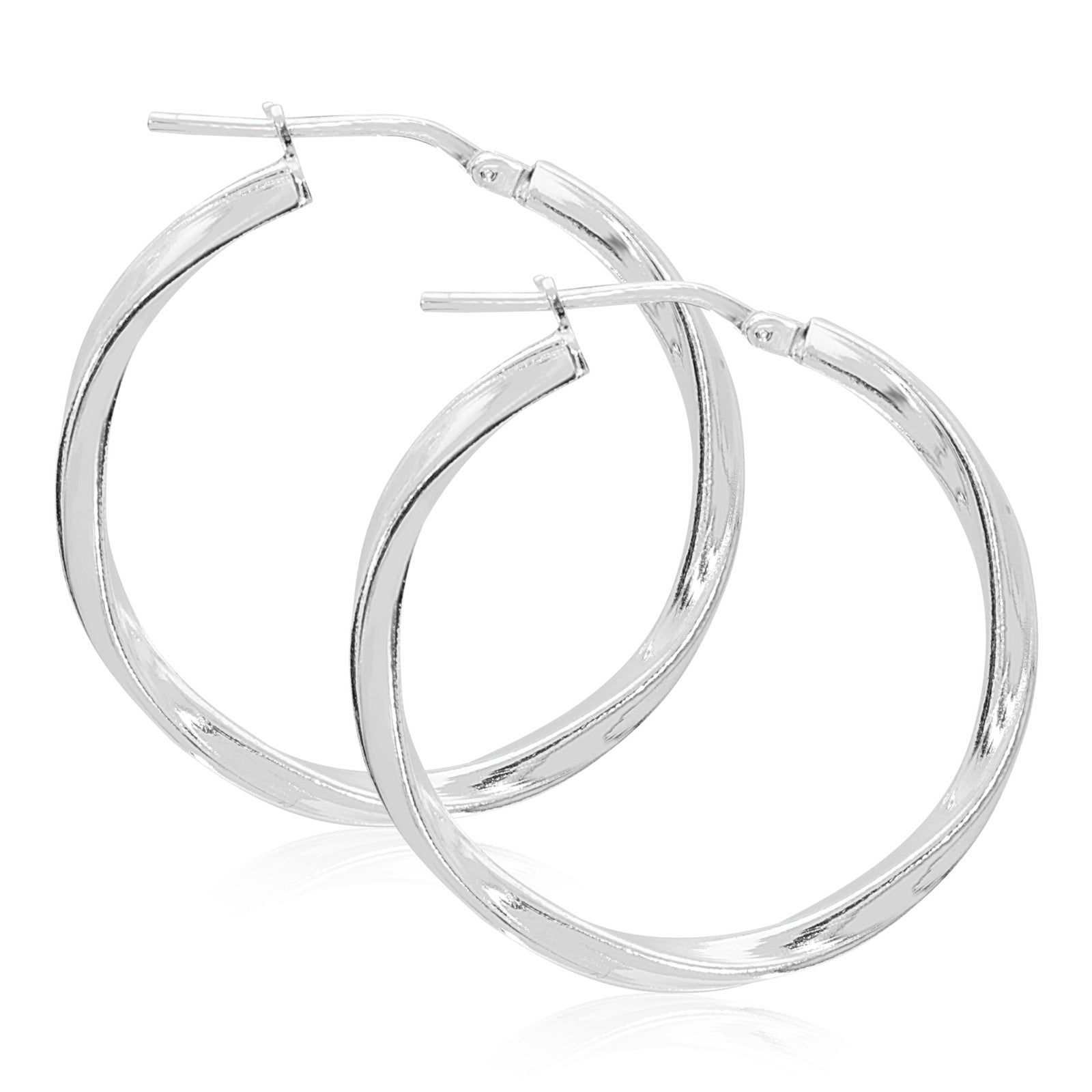 Sterling Silver 25x2.5mm Twist  Hoop Earrings