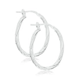 Sterling Silver 15x20mm Oval Twist Hoops