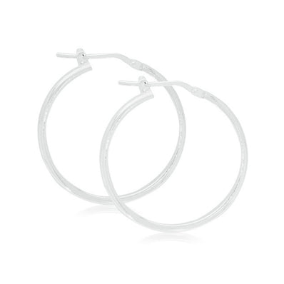 Sterling Silver 25x1.5mm Hoops