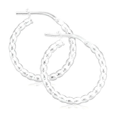 Sterling Silver 15mm Patterned Hoop Earrings