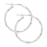 Sterling Silver20x1.8 mm Pattern  Hoop Earrings