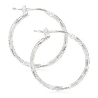 Sterling Silver20x1.8 mm Pattern  Hoop Earrings