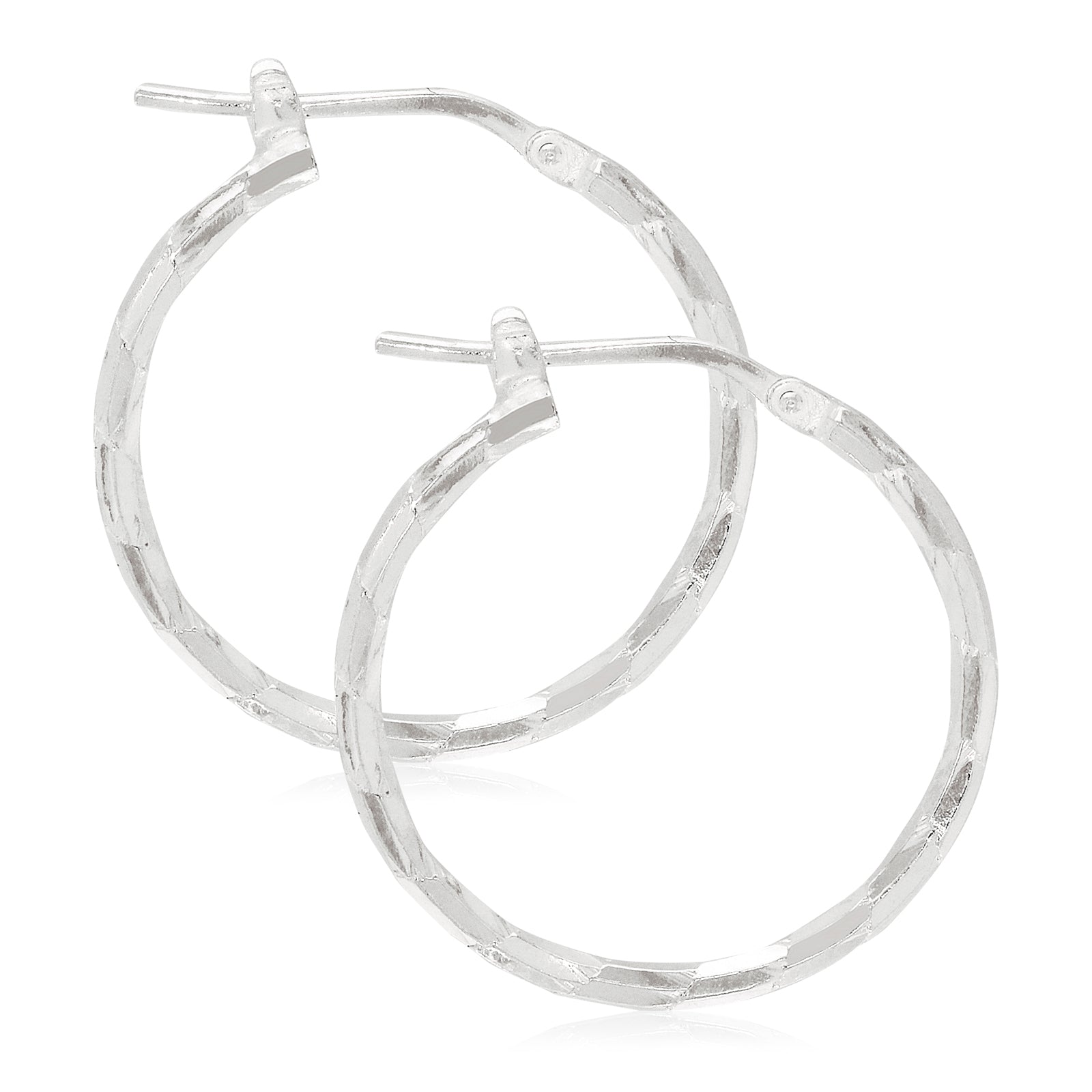 Sterling Silver20x1.8 mm Pattern  Hoop Earrings