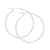 Sterling Silver 30x1.8mm Pattern Hoops