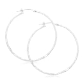 Sterling Silver 40mm Patterned Hoop Earrings