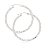 Sterling Silver40x3 mm Pattern  Hoop Earrings