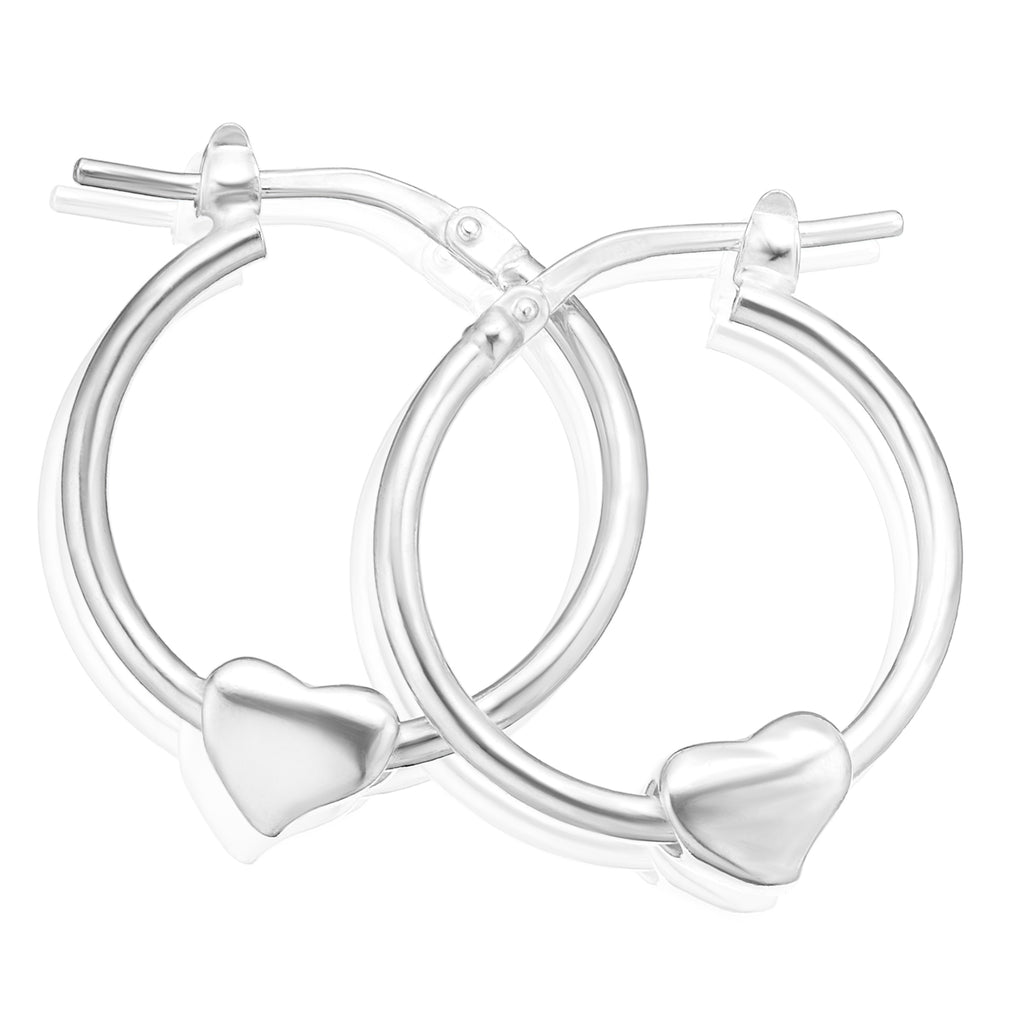 Sterling Silver 15x1.7mm Heart Hoop Earrings