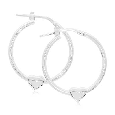 Sterling Silver 20mm Heart Hoop Earrings