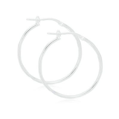 Sterling Silver 25x1.5mm Round Hoops