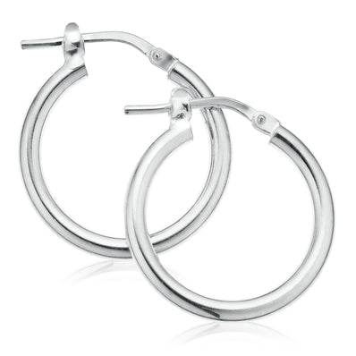 Sterling Silver 15x3mm Round  Hoop Earrings