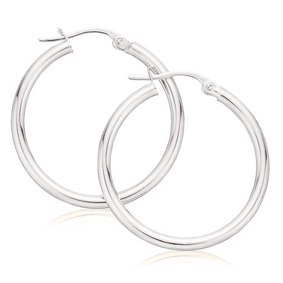 Sterling Silver 20x3mm Round  Hoop Earrings