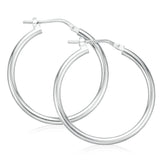 Sterling Silver 25x3mm Round  Hoop Earrings