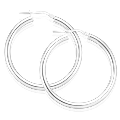 Sterling Silver 30x3mm Round Hoop Earrings