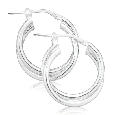 Sterling Silver 15x2 Double Twist Hoops