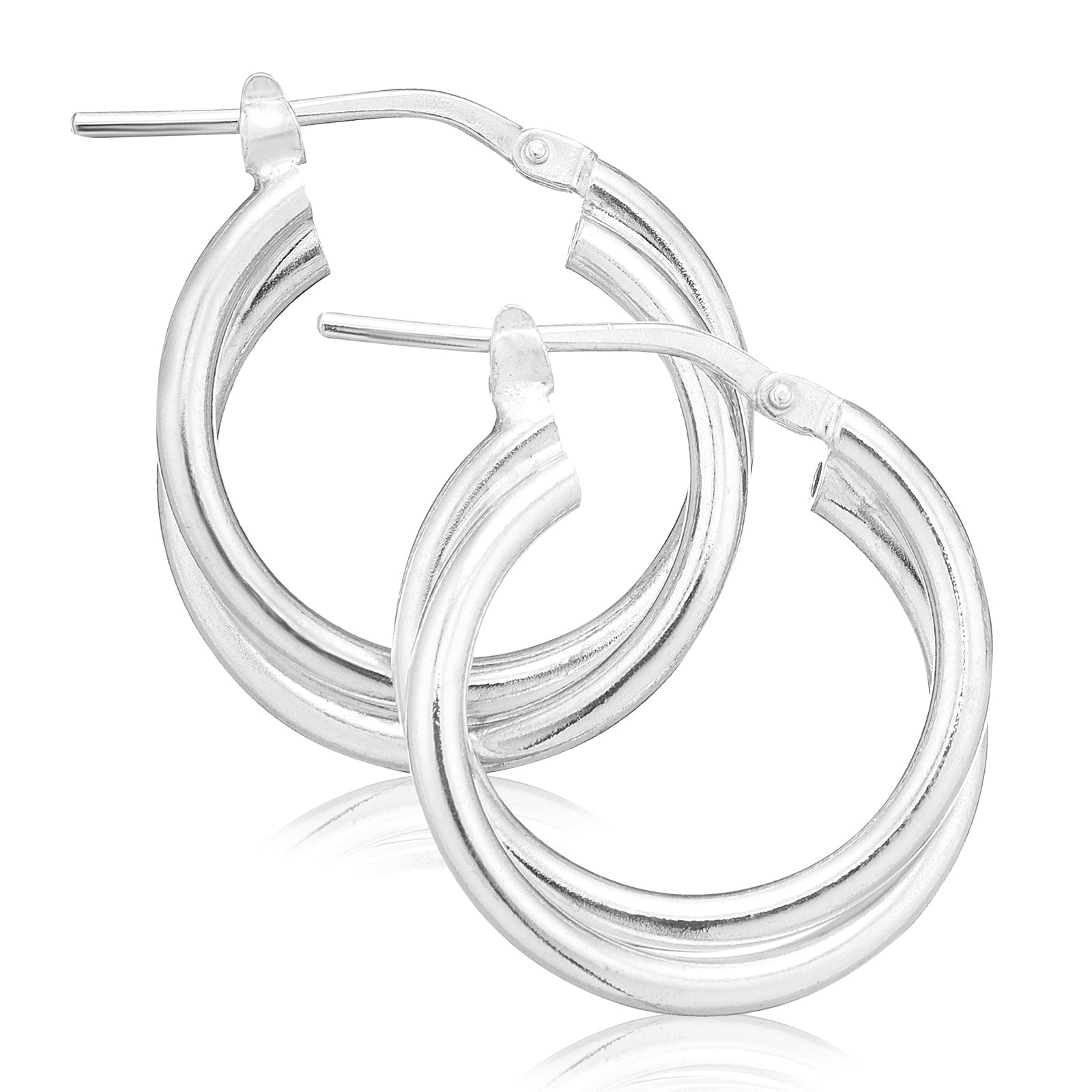 Sterling Silver 15x2 Double Twist Hoops
