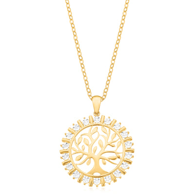 9ct Yellow Gold Diamond Set Tree of Life Pendant