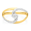 9ct Two Tone Gold Round Brilliant Cut 0.15 Carat tw of Diamond Dress Ring