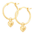 9ct Yellow Gold & Silver-filled Heart  Hoop Earrings