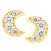 9ct Yellow Gold & Silver-filled Moon Cubic Zirconia Stud Earrings