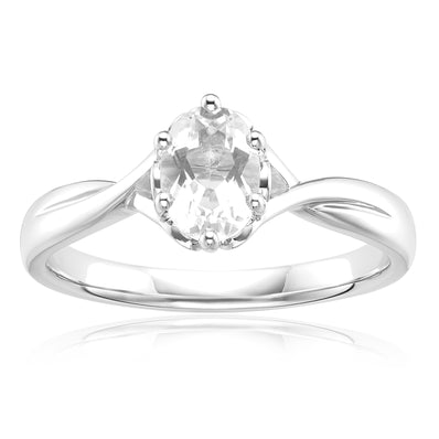 Sterling Silver Oval Cut White Topaz Ring
