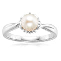 Sterling Silver 6mm White Fresh Water Pearl Ring