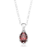 Sterling Silver 7x5mm Oval Cut Garnet Pendant