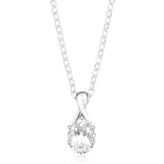 Sterling Silver 7x5mm Oval Cut White Topaz Pendant