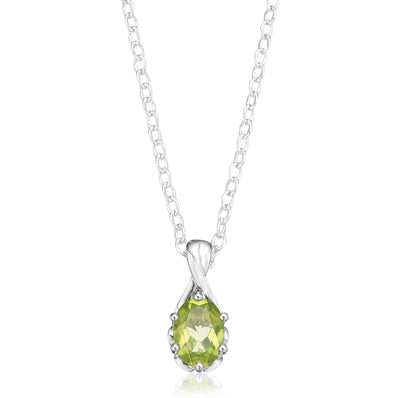 Sterling Silver 7x5mm Oval Cut Peridot Pendant