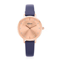 Eclipse Leather with Round Blue Cubic Zirconia Dial Watch