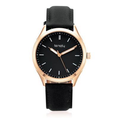 Tensity 40mm Leather Band and Black Dial Watch