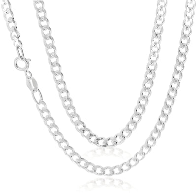 Sterling Silver 60cm Diamond Cut Bevel Curb Chain