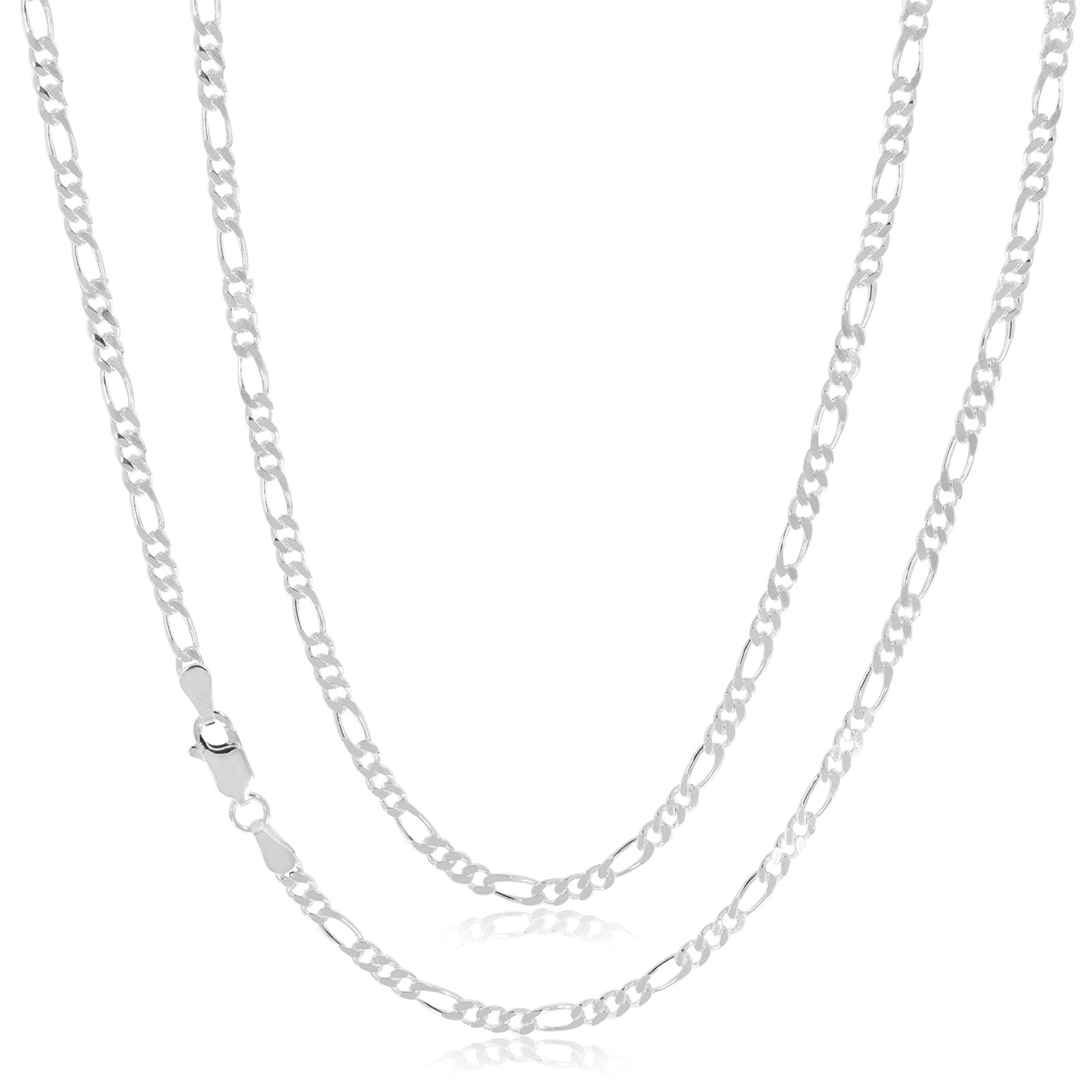 Sterling Silver 55cm Diamond Cut 1:3 Figaro Chain