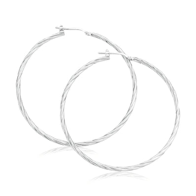 Sterling Silver50x2 mm Twist  Hoop Earrings