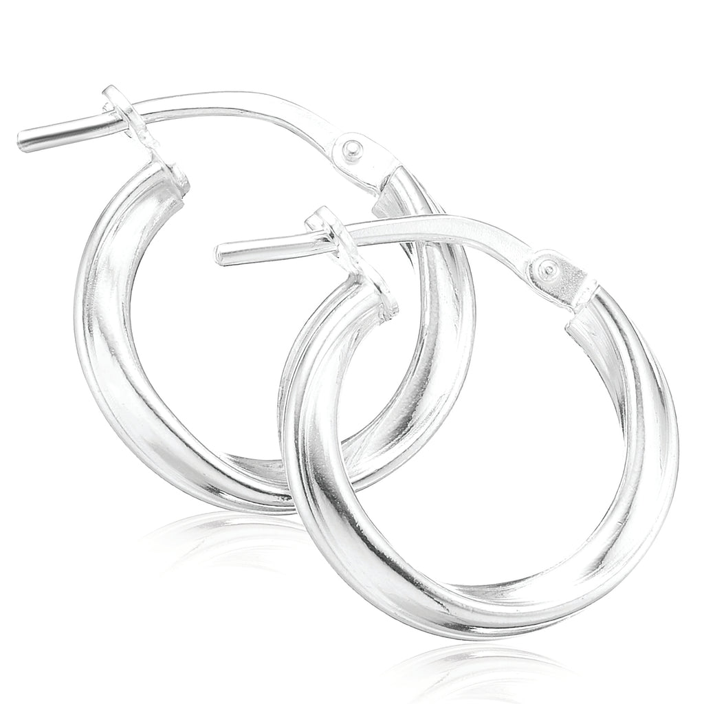 Sterling Silver 10x2.5 Twist  Hoop Earrings