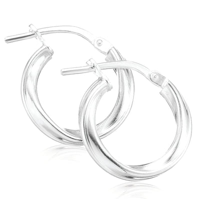 Sterling Silver 10x2.5 Twist  Hoop Earrings