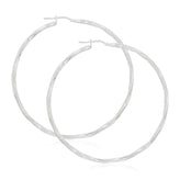 Sterling Silver 60x2.5mm Twist  Hoop Earrings