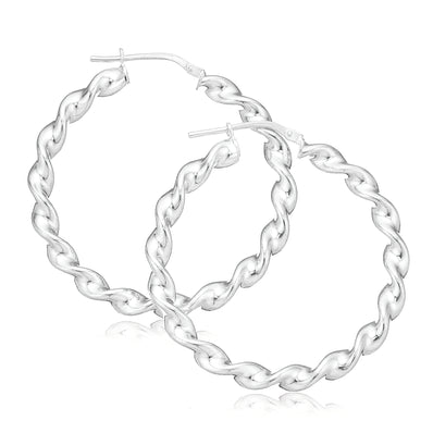 Sterling Silver 30mm Twist  Hoop Earrings