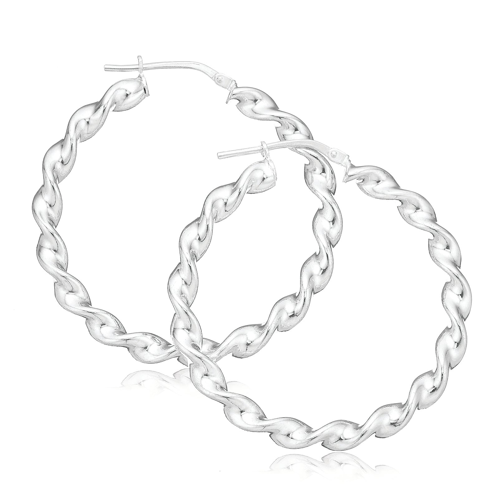 Sterling Silver 30mm Twist  Hoop Earrings