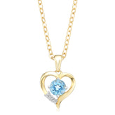 9ct Yellow Gold Diamond Set & Blue Topaz Pendant