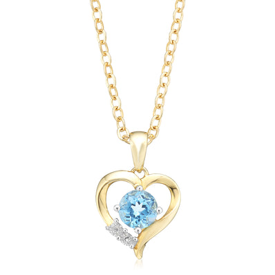 9ct Yellow Gold Diamond Set & Blue Topaz Pendant