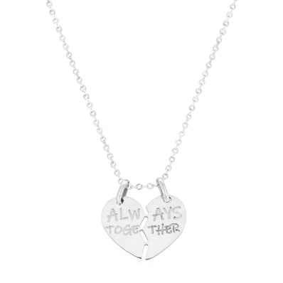 Sterling Silver  Heart Engraved Break Pendant