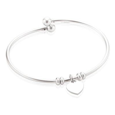 Sterling Silver 65 mm Heart Bangle