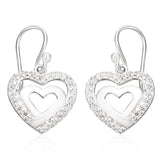 Sterling Silver Cubic Zircoina Heart Drop Earrings