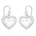 Sterling Silver Cubic Zircoina Heart Drop Earrings