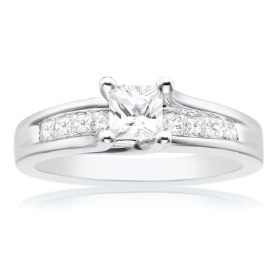 New York 14ct White Gold Princess Cut 1 CARAT tw of Diamonds Ring
